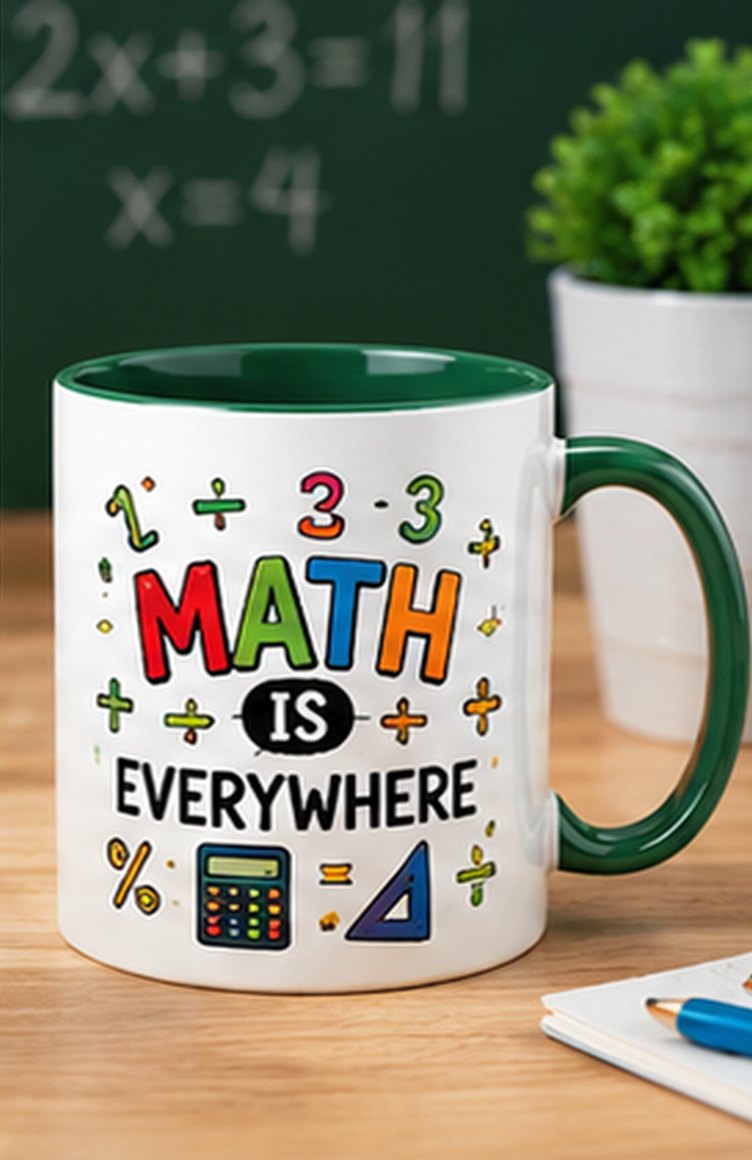 Maths is Everywhere custom school mug — dark green